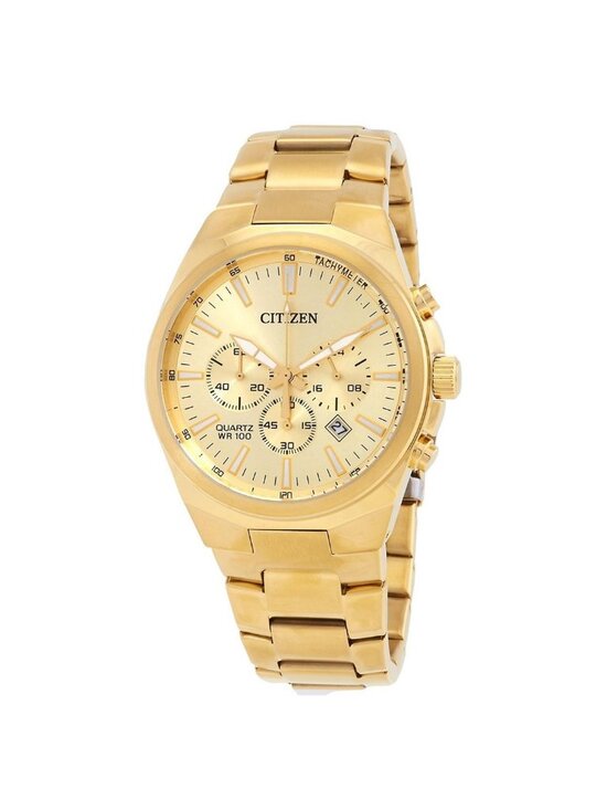 NWT Citizen Chronograph Quartz Gold Dial Men\'s Watch